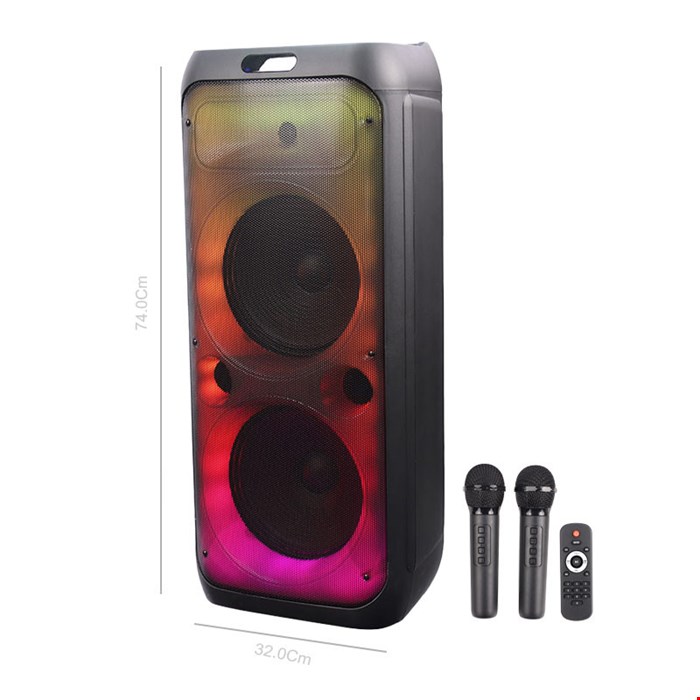 اسپیکر چمدانی بلوتوثی رم و فلش خور Sing-E ZQS10208 + میکروفون و ریموت کنترل