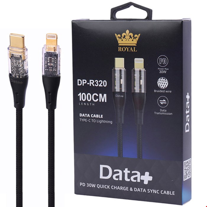 کابل تبدیل فست شارژ Data+ Royal DP-R320 Type-C to Lightning PD 30W 3A 1m