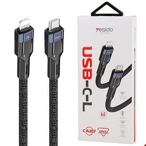 کابل تبدیل فست شارژ Yesido CA107 Type-C To Lightning PD 2.4A 1.2m