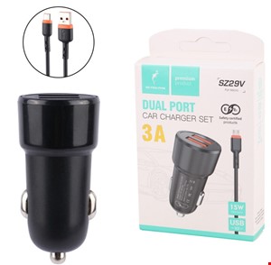 شارژر فندکی 15 وات اسکای دلفین SZ29 + کابل میکرو یو اس بی