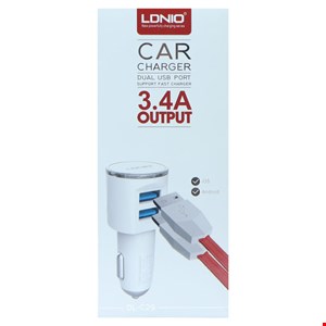 شارژر فندکی LDNIO DL-C29 3.4A HighCopy + کابل میکرو یو اس بی درجه 2